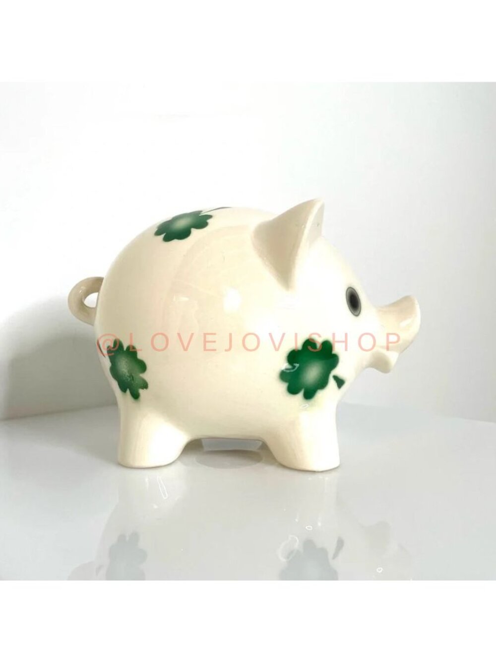 St. Patrick's Day | 70s *RARE* Vintage Goebel Green Shamrock Ceramic Piggy Bank